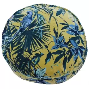 Amazon Jungle Round Botanical Cushion Teal, Teal / 50 x 12cm / Cover Only