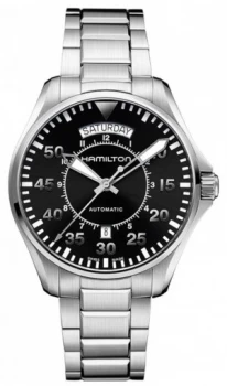 Hamilton Mens Khaki Pilot Black Dial Stainless Steel Strap Watch