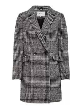 ONLY Checked Wool Coat Women White