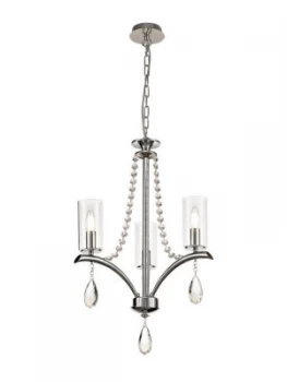 Ceiling Pendant 3 Light E14 Polished Chrome, Crystal With Clear Glass