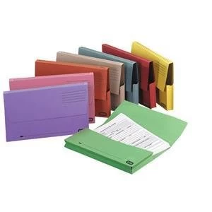 Elba Foolscap Document Wallet Half Flap Mediumweight 260gsm Green Pack of 50