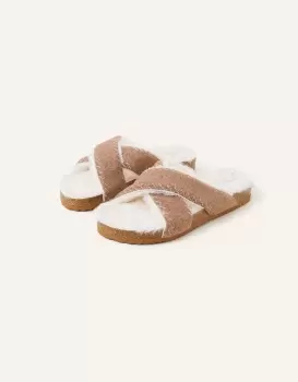 Accessorize Cross-Over Suede Sandals Tan, Size: 40