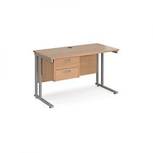 Maestro 25 Cantilever Desk with 2 Drawer Pedestal 600 mm Walnut