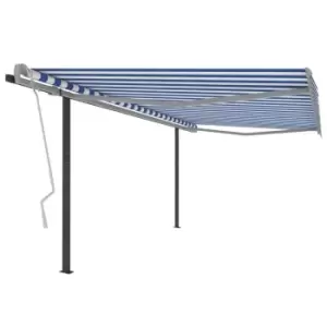 Vidaxl Manual Retractable Awning With Posts 4.5X3.5 M Blue And White