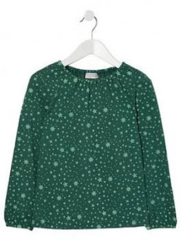 FatFace Girls Long Sleeve Star Print T-Shirt - Dark Green Size Age: 7-8 Years, Women