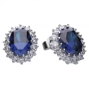 Diamonfire Silver Blue Zirconia Floral Shape Earrings E5586
