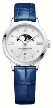Baume & Mercier Womens Classima Blue Leather Silver Watch