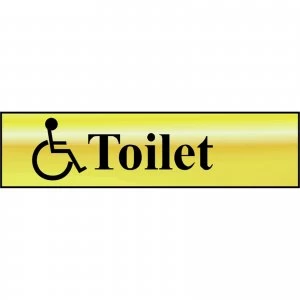 Scan Brass Effect Disabled Toilet Sign 200mm 50mm Standard