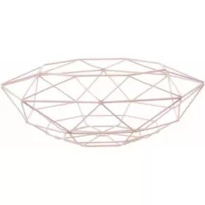 Fruit Basket Polygon Shaped Baskets For Vegetable Storage In Kitchen With Rose Pink Finish Wire Frame Veg / Fruits Storage Rack 39 x 15 x 39