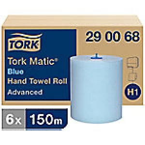 Tork Hand Towels H1 Matic Advanced 2 Ply Rolled Blue 6 Rolls of 625 Sheets