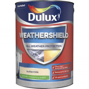 Dulux Weathershield All Weather Protection Buttermilk Smooth Masonry Paint 5L