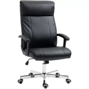 Vinsetto Massage Office Chair PU Leather Computer Chair w/ Tilt Function Black - Black