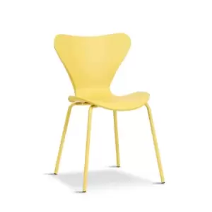Mmilo Set Of 2 Modern Plastic Stackable Yellow Dining Chair