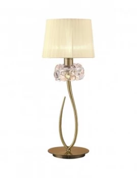 Table Lamp 1 Light E27 Large, Antique Brass with Cream Shade