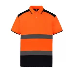 Yoko Adults Unisex Two Tone Short Sleeve Polo Shirt (M) (Orange/Navy)