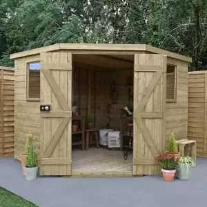 Forest 8X8 Pent Pressure Treated Tongue & Groove Shed With Floor - Assembly Service Included