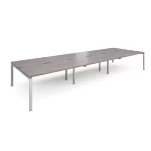 Adapt triple back to back desks 4800mm x 1600mm - silver frame, grey oak top