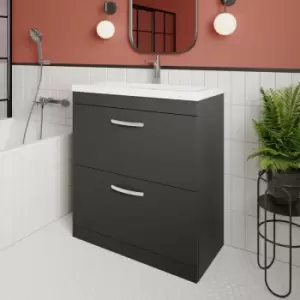 Nuie - Athena Floor Standing 2-Drawer Vanity Unit with Basin-4 800mm Wide - Gloss Grey