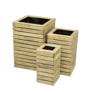 Forest Contemporary Slatted Planter Set