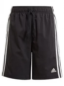 adidas Boys Junior B 3-Stripes Woven Short - Black/White, Size 7-8 Years