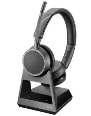 Poly Voyager 4220A Binaural Bluetooth Wireless Headset with Charge Station USB A Contor Optimised for Teams and Skype for Business