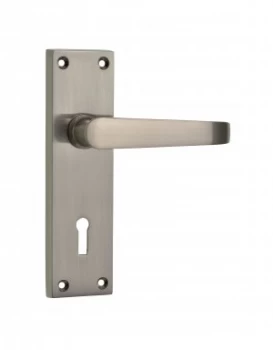 Wickes Toronto Victorian Straight Locking Door Handle - Satin Nickel 1 Pair