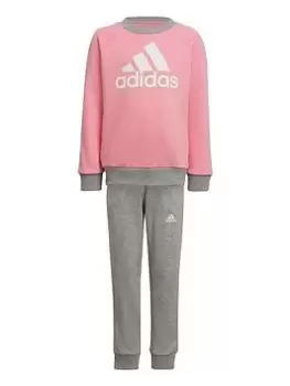 adidas Younger Girls Essentials Badge Of Sport Crew & Jogger Set - Light Pink, Size 4-5 Years, Women