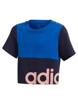 Adidas Girls Linear T-Shirt - Navy
