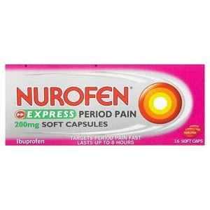Nurofen Express Period Pain Ibuprofen Soft Capsules 16s