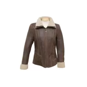 Eastern Counties Leather Womens/Ladies Krissy Aviator Sheepskin Coat (20) (Chocolate Forest)