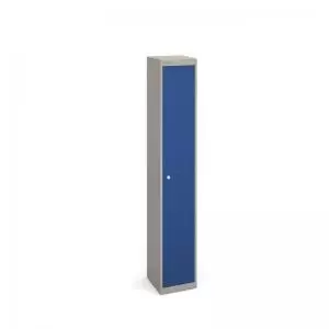 Bisley lockers with 1 door 305mm deep - grey with blue doors