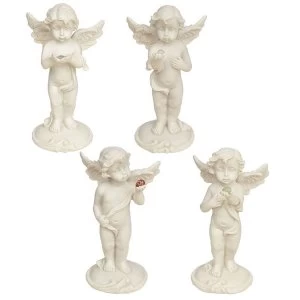 Cherub Standing Holding Mineral Stone (Pack Of 4) Ornament