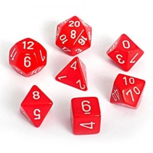 Chessex Opaque Poly 7 Dice Set: Red/White