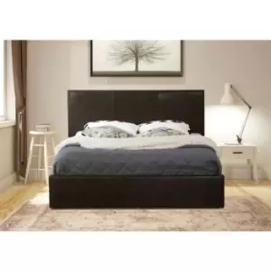 MODERNIQUE Black 4ft, Ottoman Small Double Storage Bed Faux Leather in Black - Black
