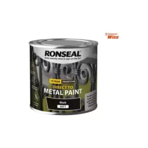 Ronseal - Direct to Metal Paint Black Matt 250ml - RSLDTMBM250