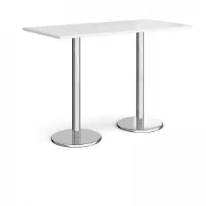 Pisa rectangular poseur table with round chrome bases 1600mm x 800mm -