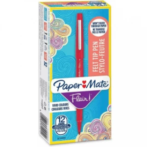 Paper Mate Flair Medium Fineliner Pen 0.8mm - Red (12 Pack)