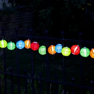 Smart Solar Multi-Coloured Chinese Lantern String Lights With 10 White Led'S