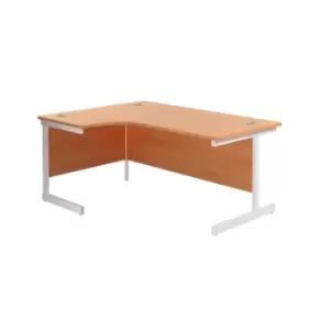 1800X1200 Single Upright Left Hand Radial Desk Beech - White + Desk High Ped