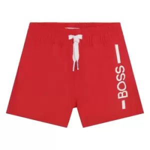 Boss Kids Baby Boy Side Logo Swim Short In Red - Size 12 Months
