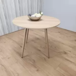 Oak Effect Round Dining Table Kitchen Table Modern Wood Style Dinner Table Only