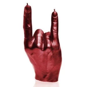 Metallic Red Devil Horns Hand RCK Rock Gesture Candle