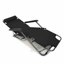 Charles Bentley Foldable Reclining Camping Lounger Black - wilko