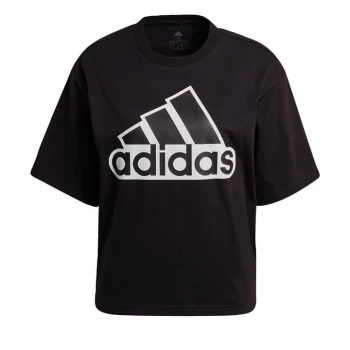 adidas Essentials Logo Boxy T-Shirt Womens - Black / Black