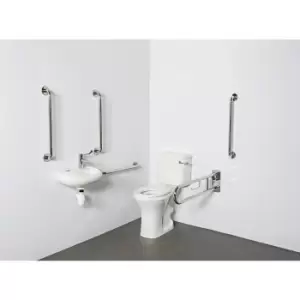 Close coupled Doc M toilet pack stainless steel concealed fixings polished