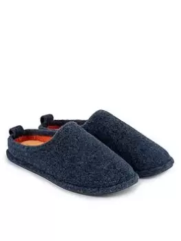 Totes Isotoner Isotoner Felt Mule Slippers with Contrast Lining & Sock - Navy, Size 11, Men