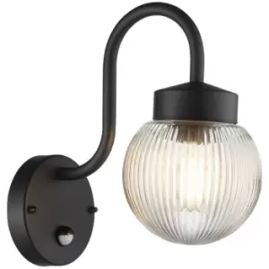 Endon - Eldon Globe Wall Lamp Textured Black, IP44