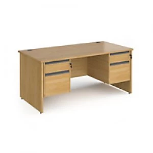 Dams International Straight Desk with Oak Coloured MFC Top and Graphite Frame Panel Legs and 2 x 2 Lockable Drawer Pedestals Contract 25 1600 x 800 x
