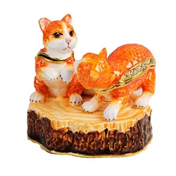 Treasured Trinkets - 2 Tabby Cats on Log