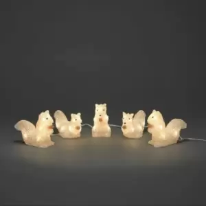 In / Outdoor 40 LED Acrylic 5 pc Warm White Squirrels Light Up Xmas Decoration